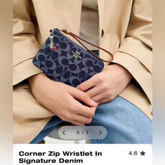 NWT Coach Corner Zip Wristlet in Signature Denim - Picture 4 of 8
